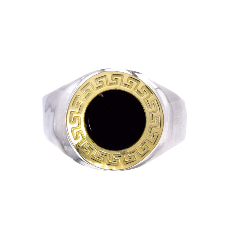 Anillo de plata 925, double en oro 18 ktes y onix. Anillo de plata 925, double en oro 18 ktes y onix.