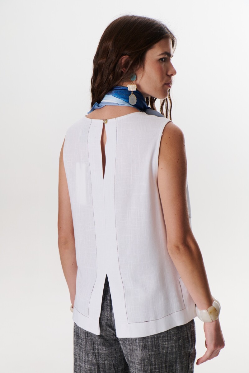 TOP LINO POCKET BLANCO