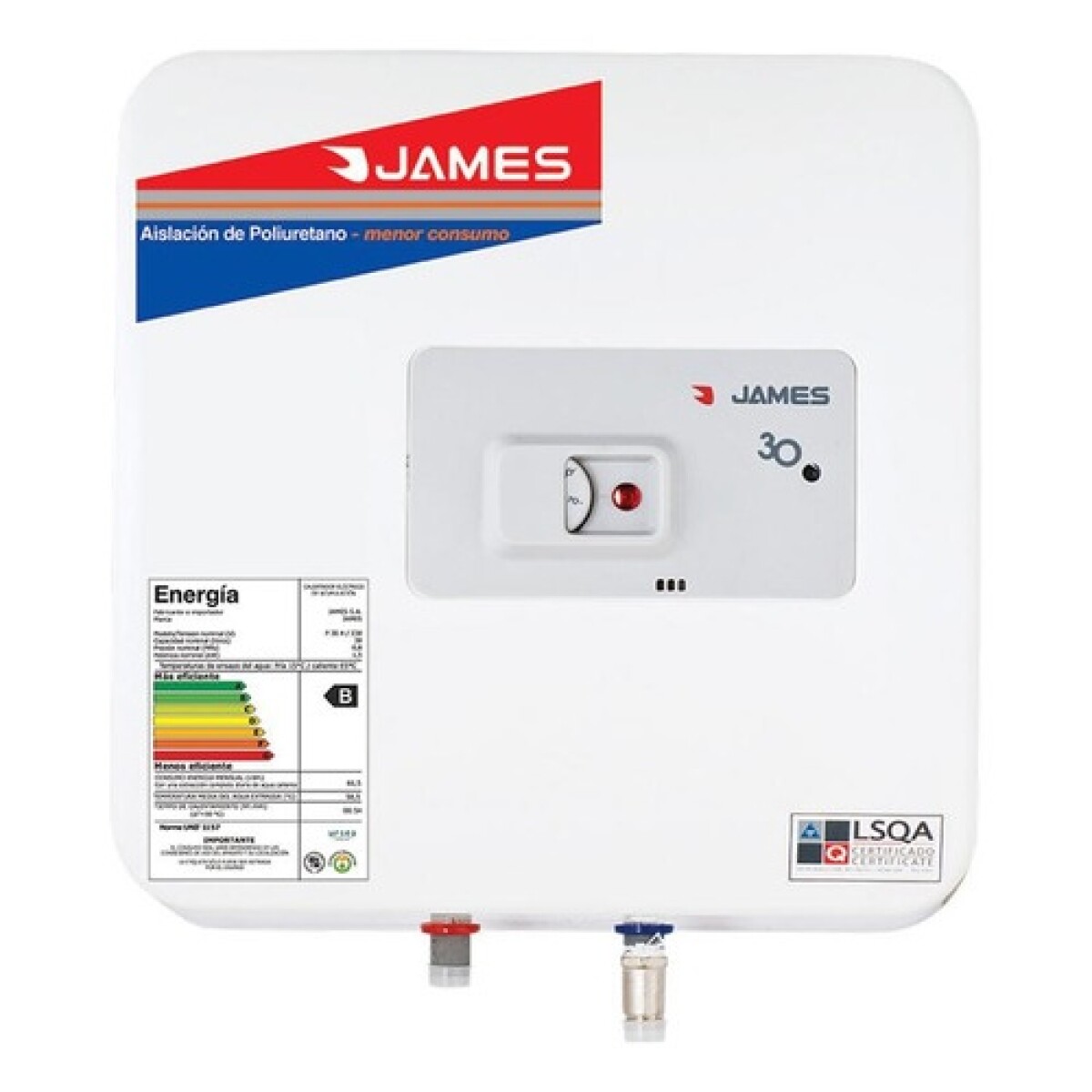 Termotanque Calefón de acero James 30Lts 