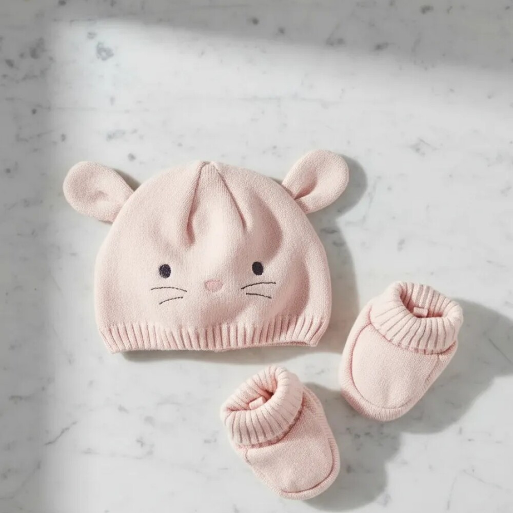 Set Gorro y escarpines de algodón carters rosa