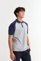 Remera polo manga corta combinada GRIS