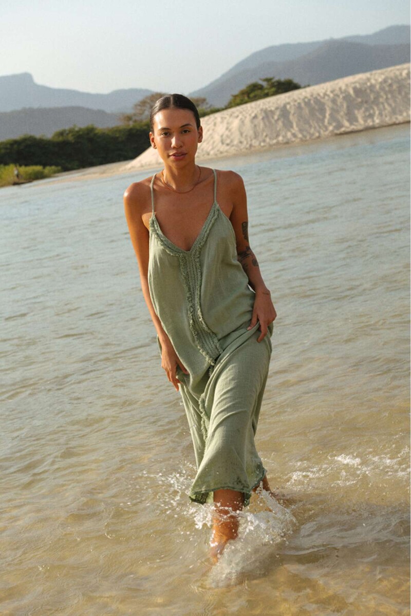 Vestido desflecado toscana - Musgo 