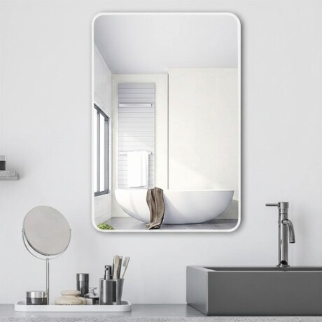 Espejo Vertical Lumax Suleban c/marco y luz 90x70cm Blanco