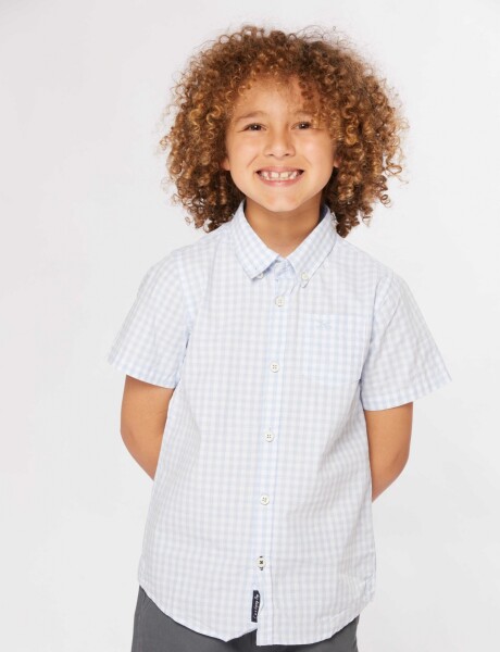 CAMISA A CUADROS Celeste