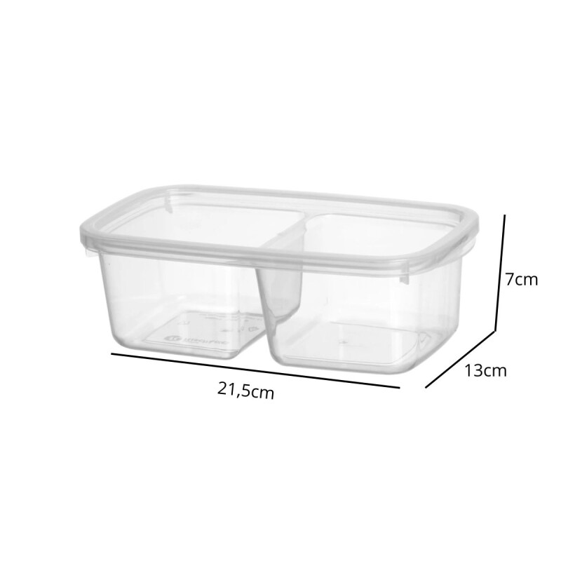 Pote rectangular con división 1,1 lts TRANSPARENTE