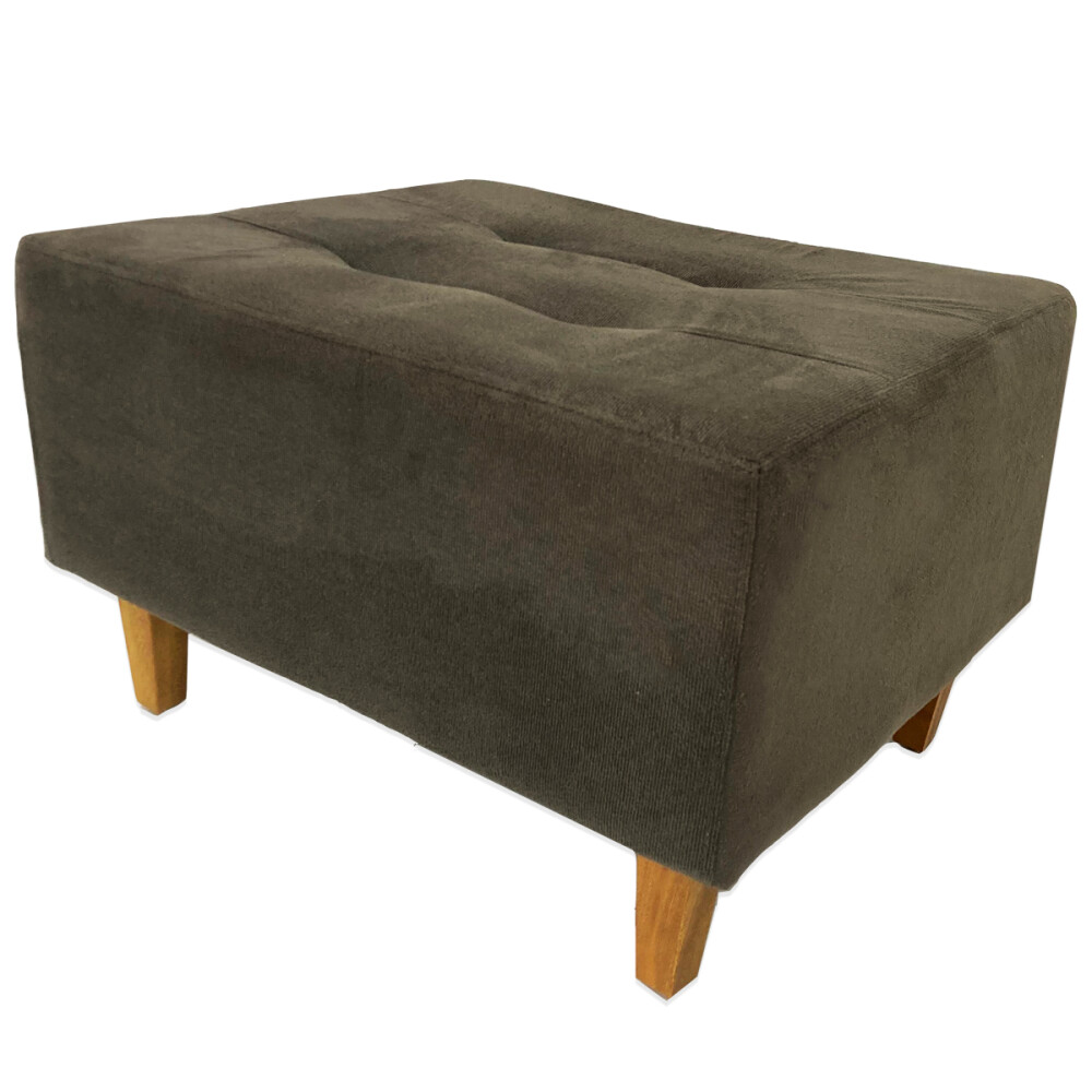Puff tela y patas de madera Marrón