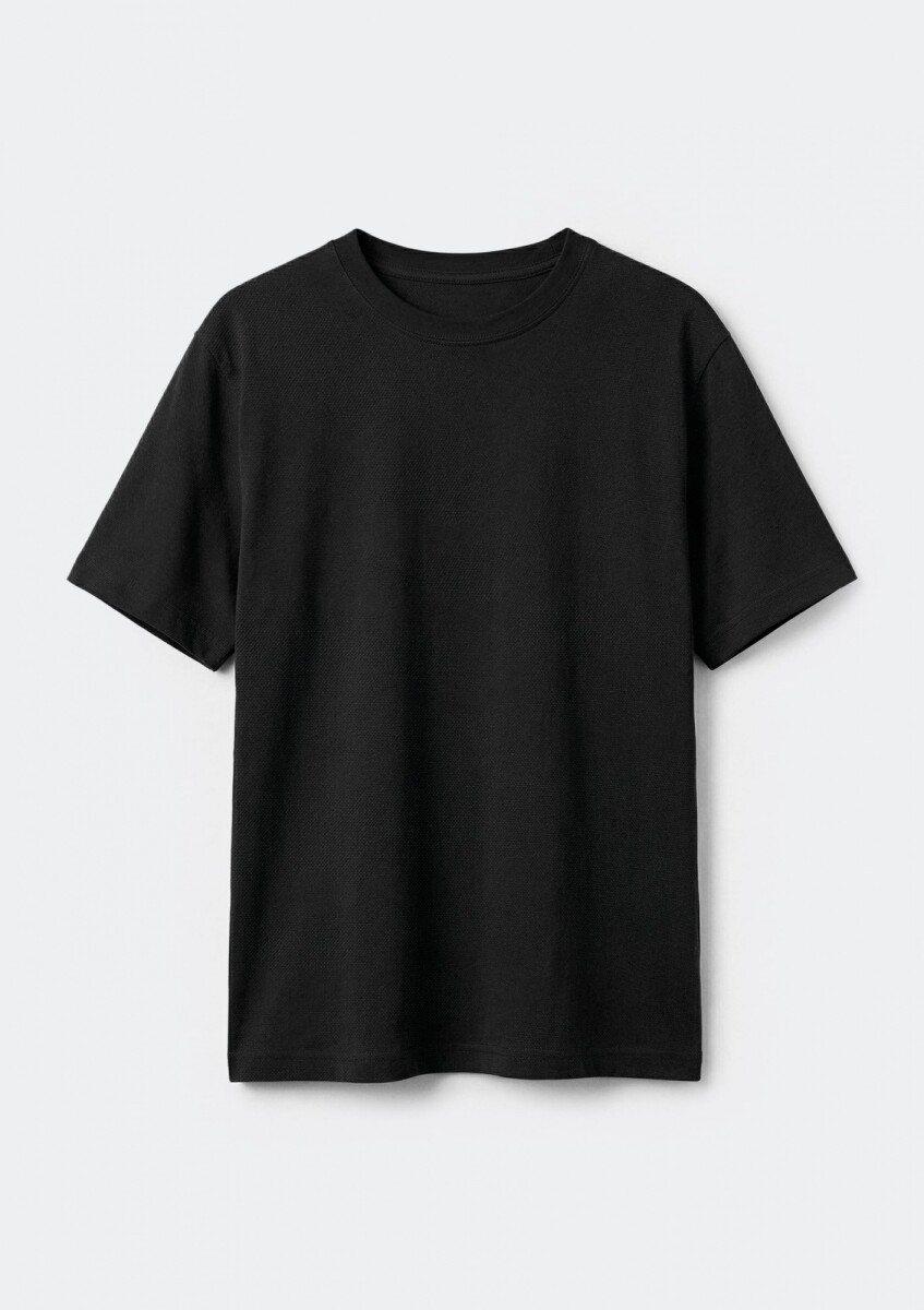 CAMISETA EN TRAMA PIQUÉ PIMA - NEGRO 