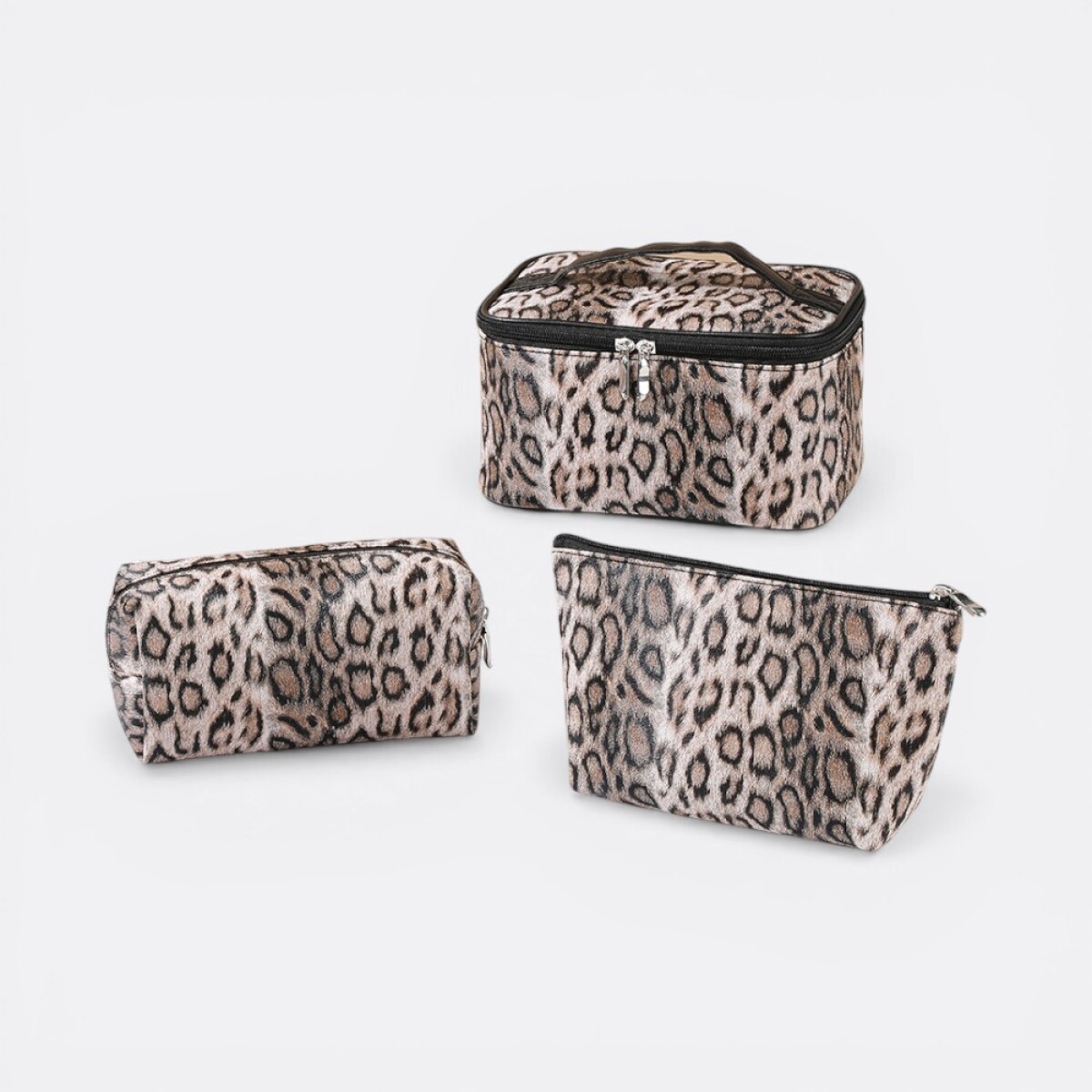 Pack Neceser Diseño Animal Print Incluye Tres Tamaños - Marrón 