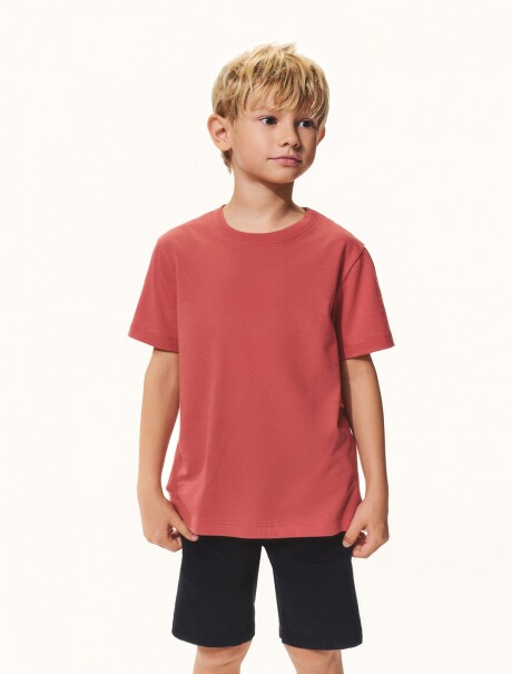 CAMISETA BÁSICA UNISSEX INFANTIL MANGA ROJO
