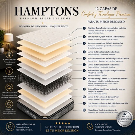 Sommier Plaza Y Media HAMPTONS Ruthenium Beige