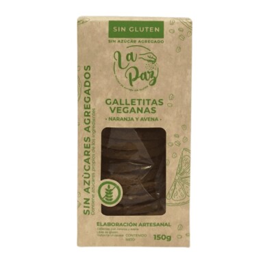 Galletas naranja y avena s/azúcar veganas 150g La Paz Galletas Veg Naranja Lapaz S/a