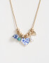 Collares Cortos Azul Collar Corto Multidijes - Dorado