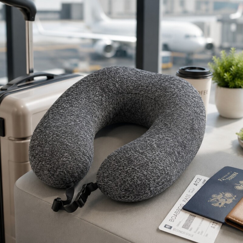 Almohada para Viaje con Memoria Gris Oscuro