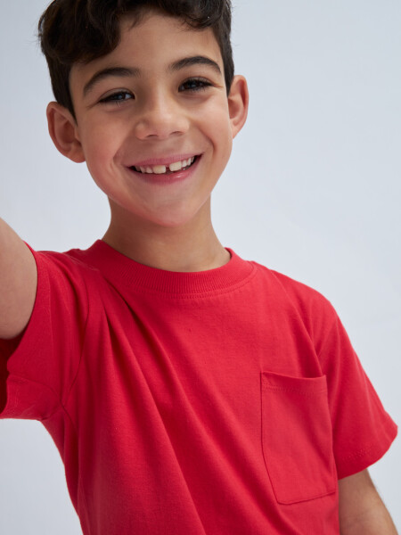 Remera manga corta con bolsillo Rojo