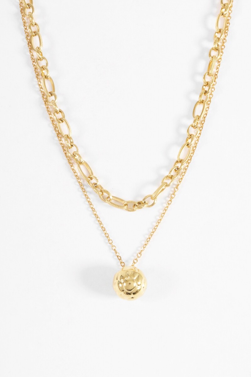 Collar acero doble cadena con dije dorado