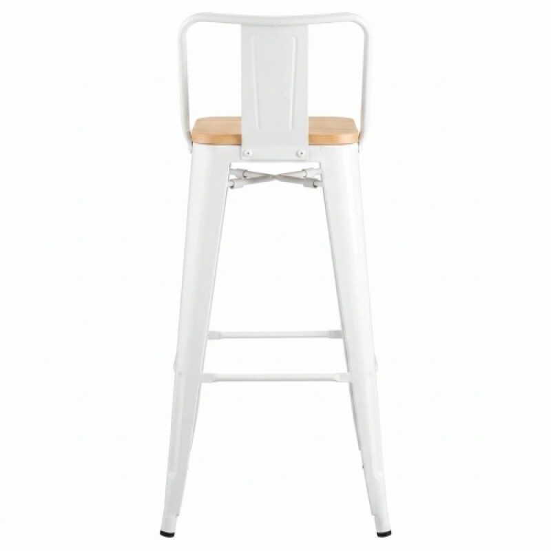 Taburete Tolix Con Respaldo Madera Blanco Taburete Tolix Con Respaldo Madera Blanco