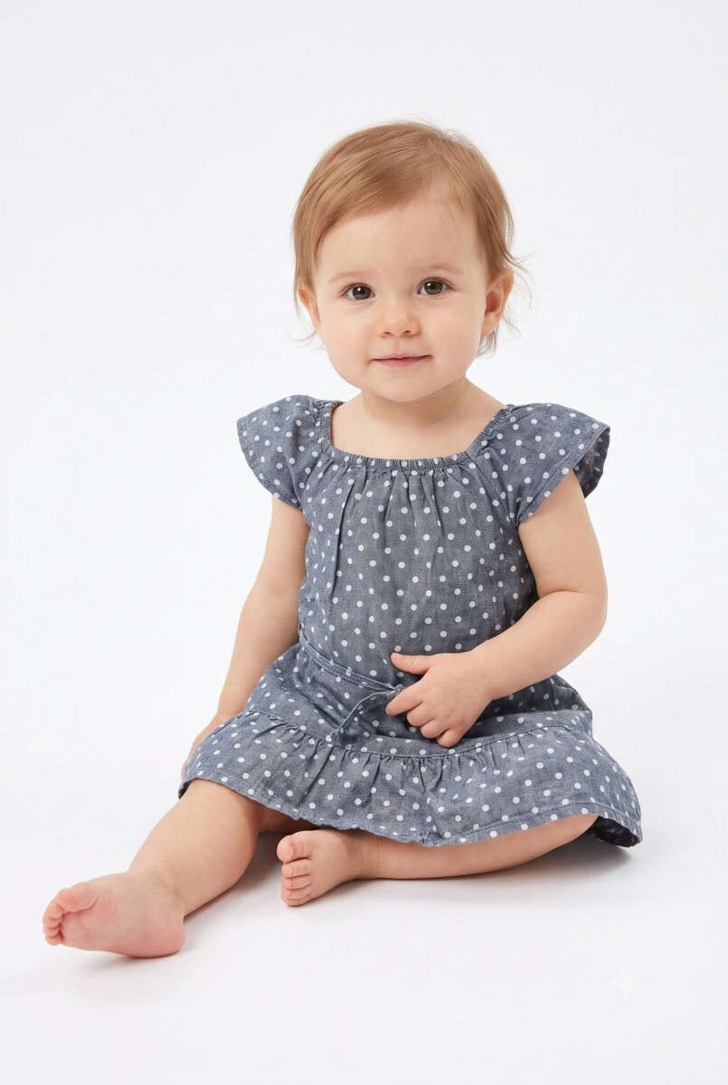 Vestido con volados en hombro - Azul marino 