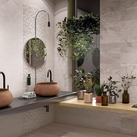 CERAMICA PARA PARED DE 20X60 GRIS MATE MOSAICO CON RELIEVE SERIE ADDA PALO ROSA GAMAS DE GRIS