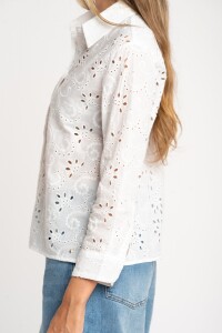 Blusa Broderie Manga Larga Nacar