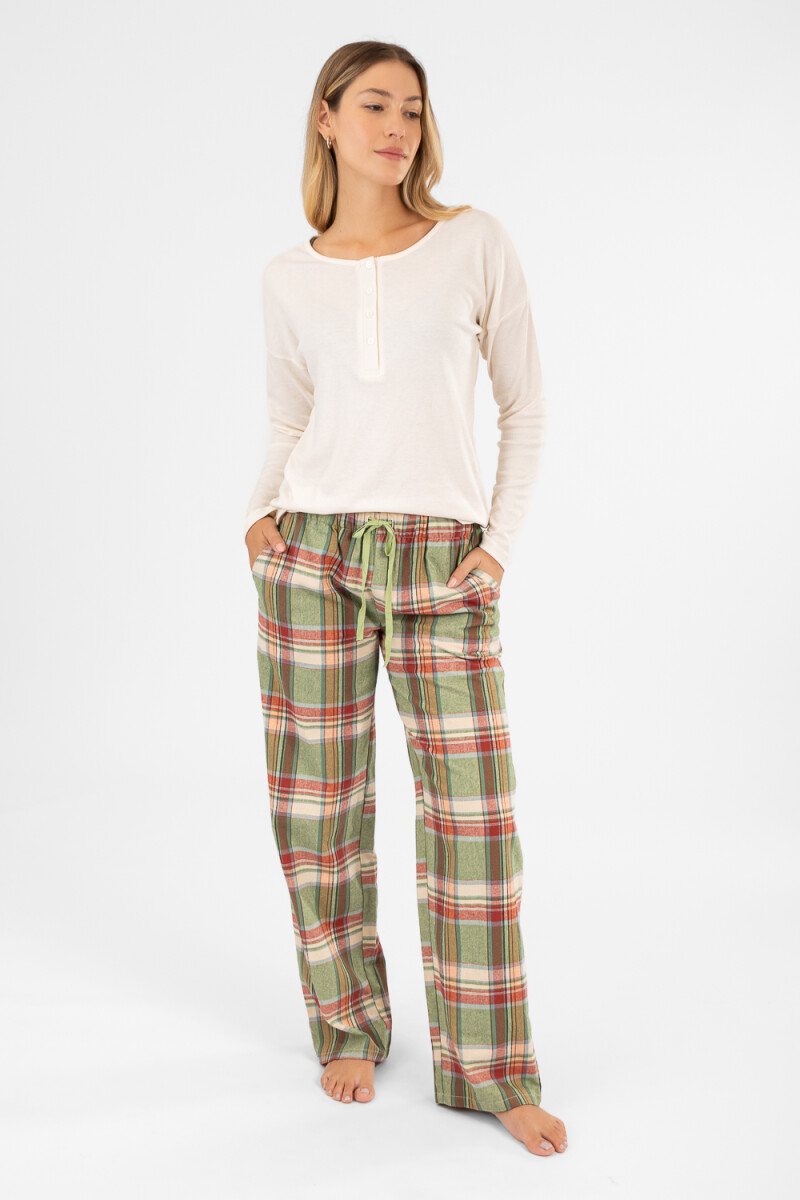 Pantalon mujer franela - Verde claro 