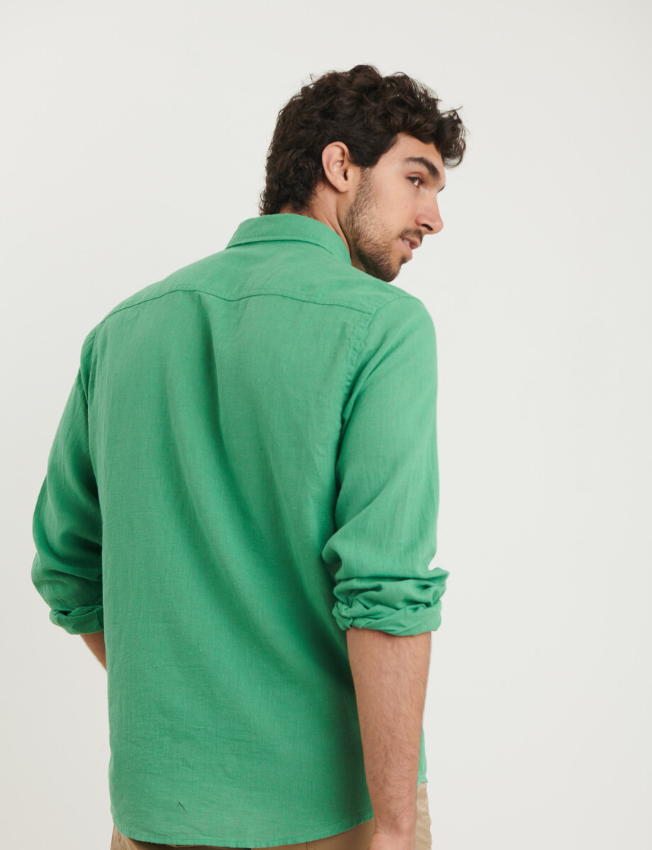 011665 CAMISA DE LINO HARRINGTON LABEL Verde Medio