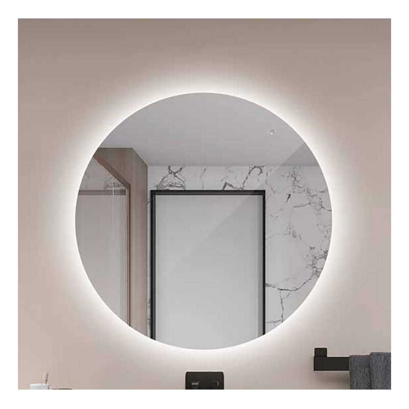 Espejo Redondo Con Luz Led Sin Marco 50cm Diametro Tactil Blanco