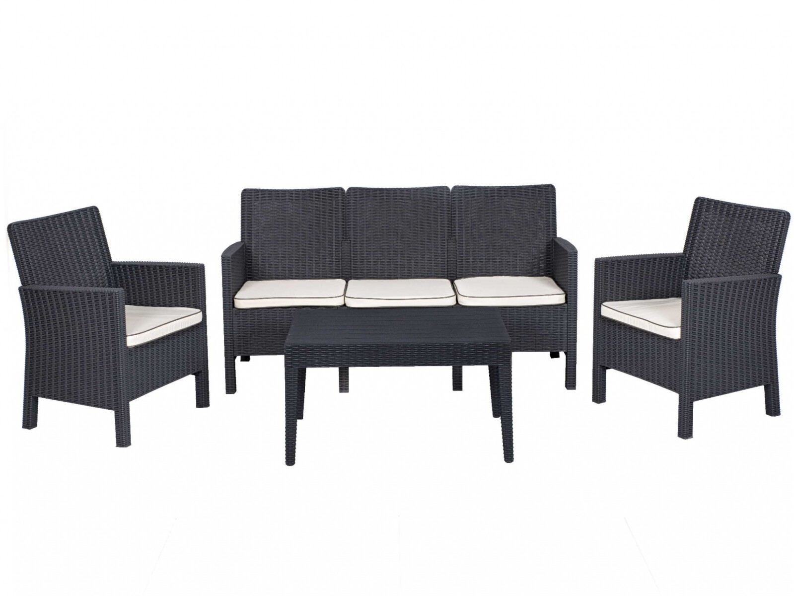 Set Nova de Resina UV con Diseño Moderno para Exteriores 3+1+1+ Mesa Símil Ratán 