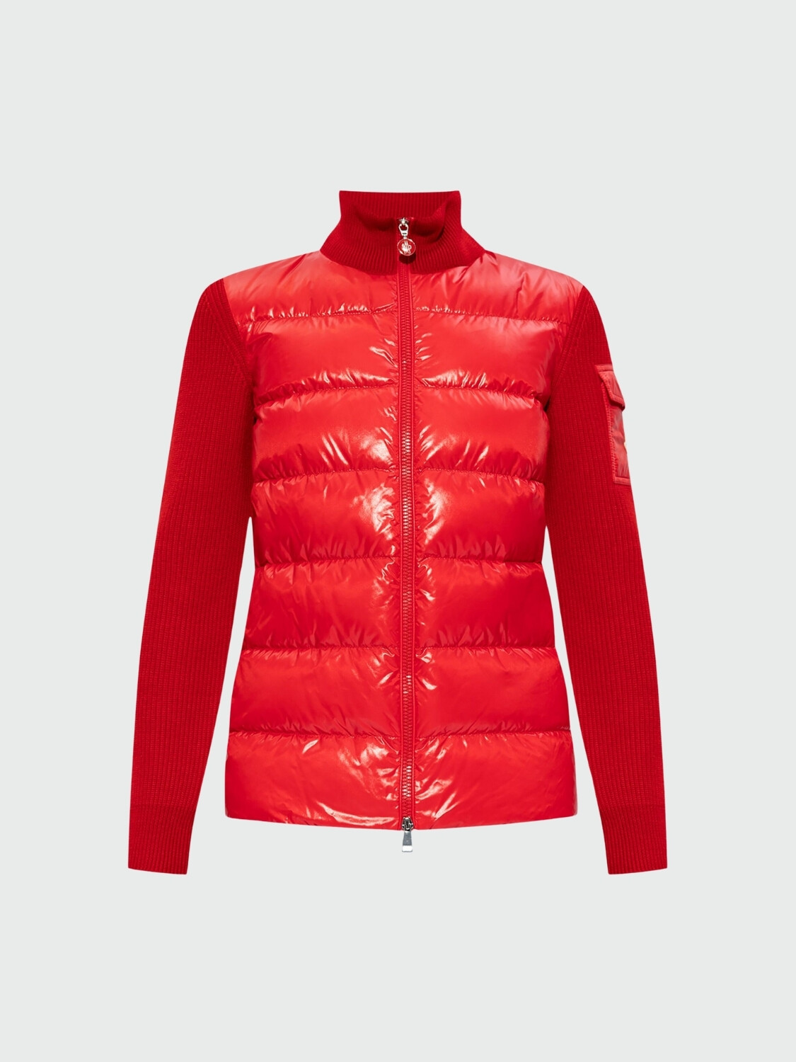 Moncler - Cardigan acolchado con relleno de plumas Rojo
