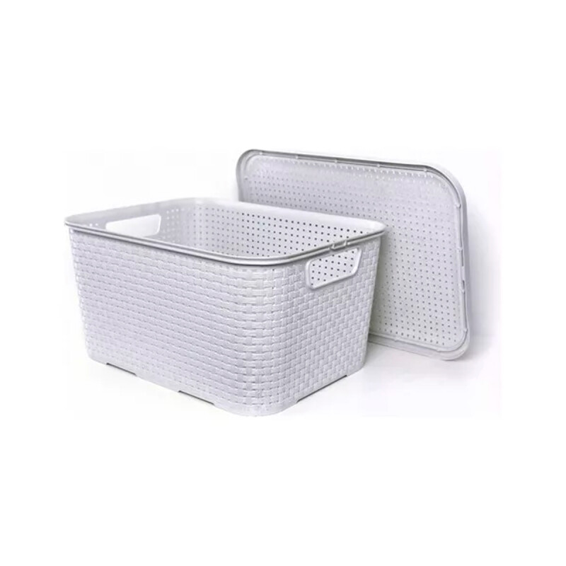 Set x2 Caja ratán 15 lts BLANCO