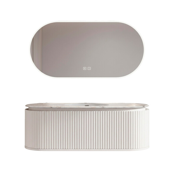 MUEBLE DE BAÑO PVC BLANCO CON ESPEJO LUZ LED MODELO LT6001-100 / MUEBLE + ESPEJO LED - 100 cm Mueble De Baño Pvc Blanco Con Espejo Luz Led Modelo Lt6001-100 / Mueble + Espejo Led - 100 Cm