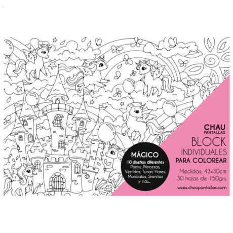 Block x30 Hojas Gigantes 43x30cm P/ Colorear Pintar Mágico