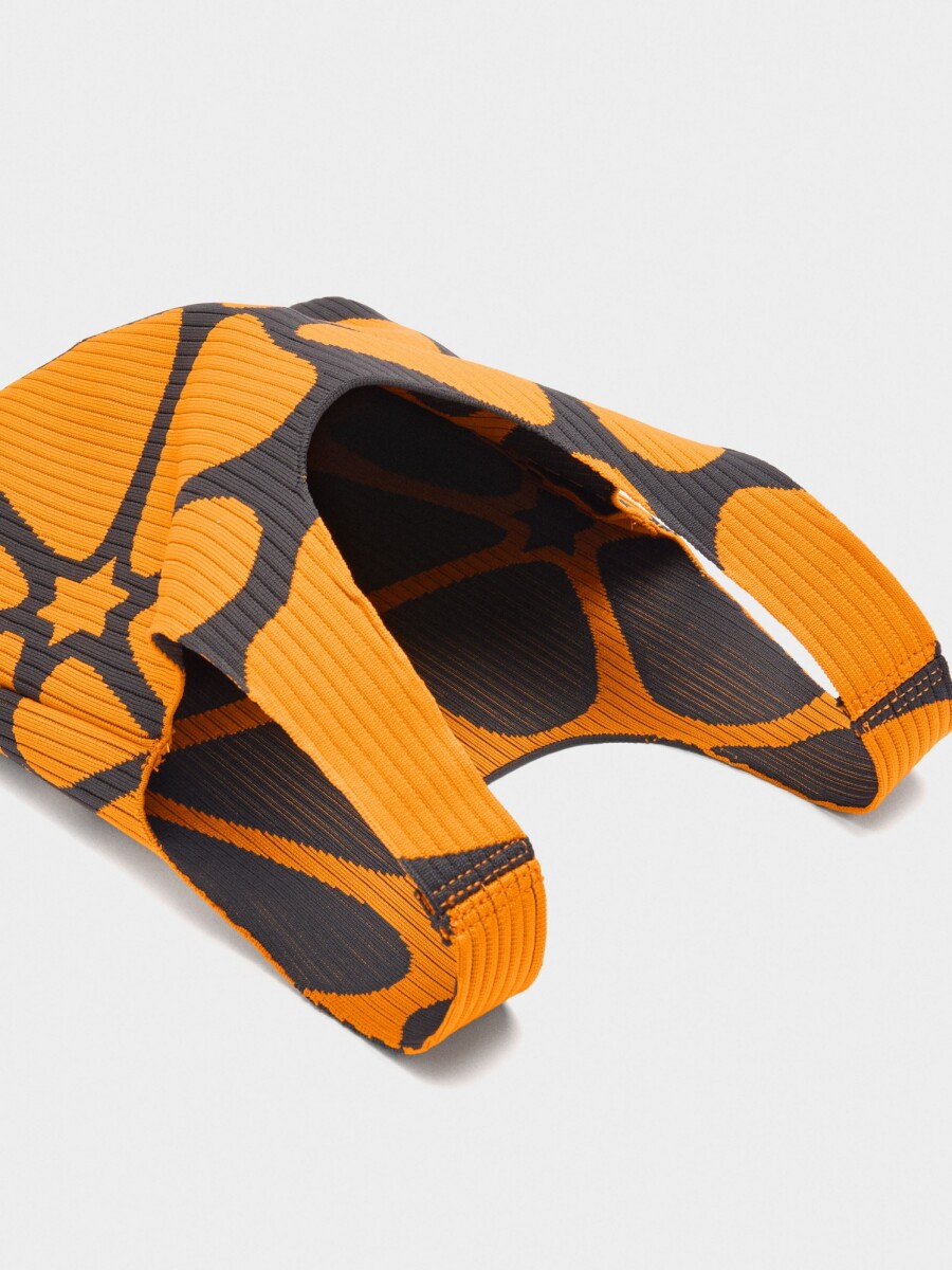 Bolsa De Punto Con Estampado Floral naranja