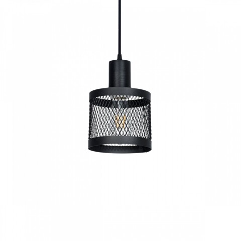 COLGANTE PILAR 1 LUZ CON MALLA NEGRA E27 COLGANTE PILAR 1 LUZ CON MALLA NEGRA E27