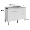 Encimera De Cocina Sin Fregadero, 3 Puertas Y 1 Cajón, Color Blanco Encimera De Cocina Sin Fregadero, 3 Puertas Y 1 Cajón, Color Blanco