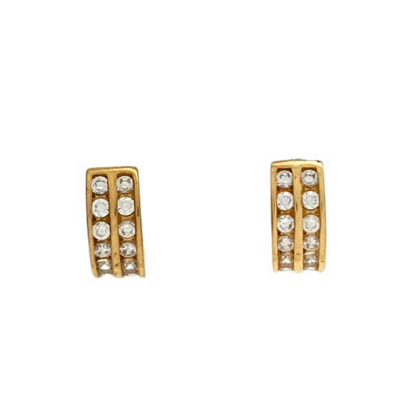Caravanas Aros Zirconia doble fila y oro - Oro bajo - Zirconia- CA8149 conpiedra