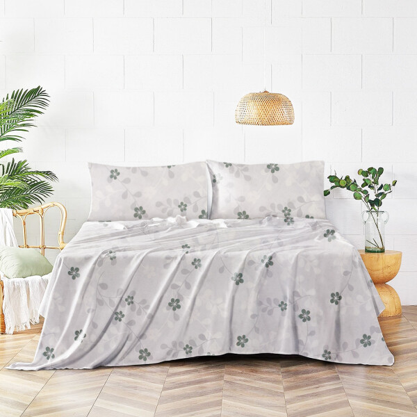 Juego de Sabanas 1 Plaza Suaves Estampado Calidad Frescas Variante Diseño Flores Color Azul
