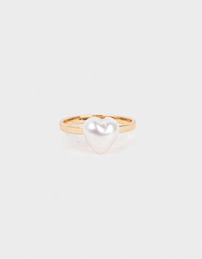 Anillos Chicos Anillo Con Corazón De Perla - Dorado