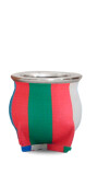 MATE DE CERÁMICA CHICO DELTA RAYADO CORAL AZUL Y VERDE