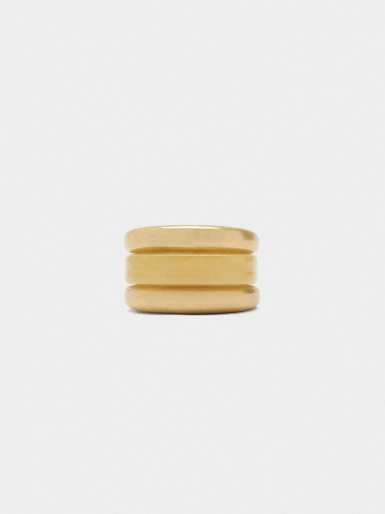 Anillo Triple Dorado beige