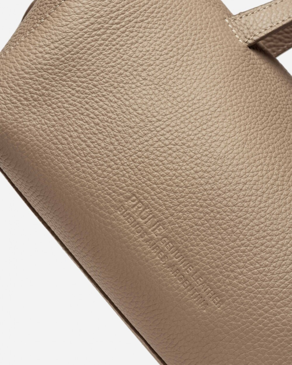Cartera de mano Resort en cuero graneado Taupe
