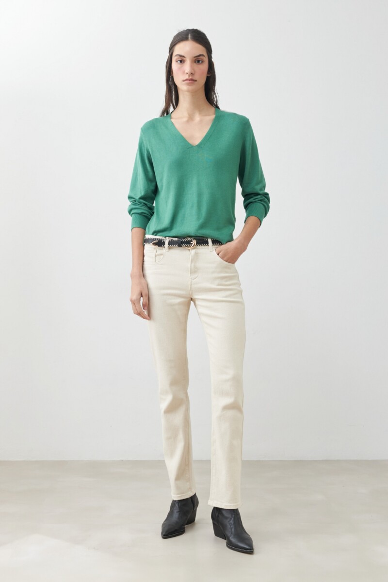 Sweater escote V verde