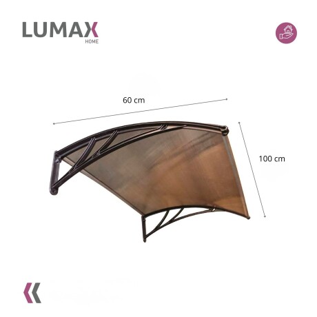 Alero Policarbonato Transparente Y Soporte Negro 1.0 X 0.6 M Bronce