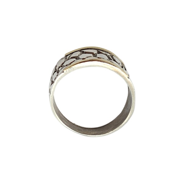 Anillo Labrado-Plata y Oro-Sin Piedra-AN5620 sinpiedra