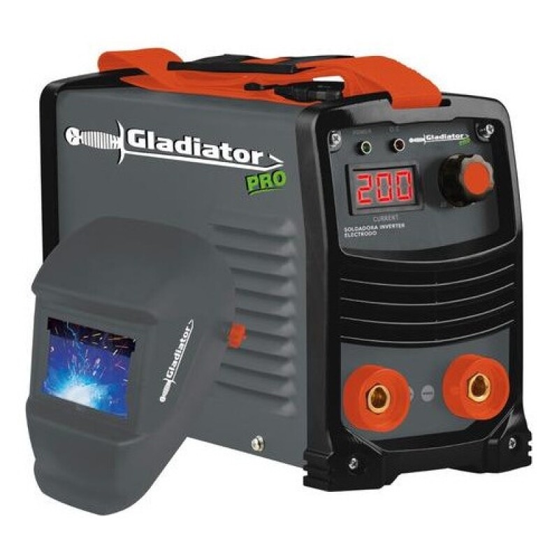 Soldadora Inverter Gladiator PRO 200A + máscara fotosensible Negro