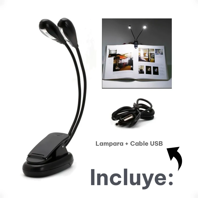 Lampara Led Doble Con Pinza Para Lectura Lampara Led Doble Con Pinza Para Lectura