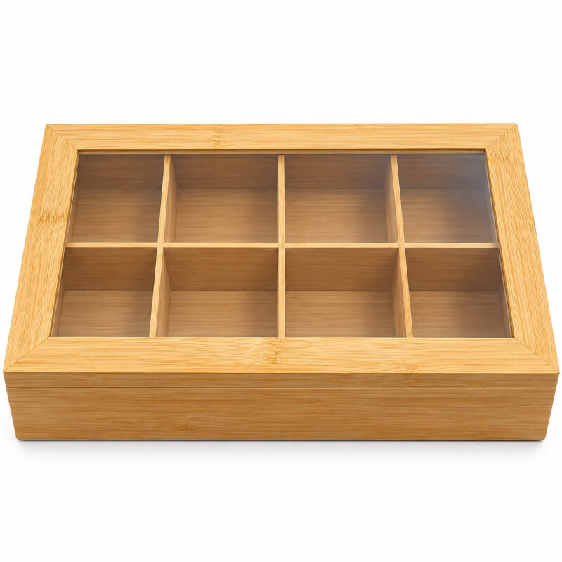 Caja para Sobres de Te con 8 Divisiones de Bamboo 32x20xh6.5cm Caja para Sobres de Te con 8 Divisiones de Bamboo 32x20xh6.5cm