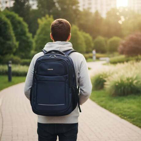 Mochila Sport 18" Para Notebook Candado Integrado Reforzada Azul