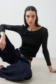 Remera doble capa texturizada negro