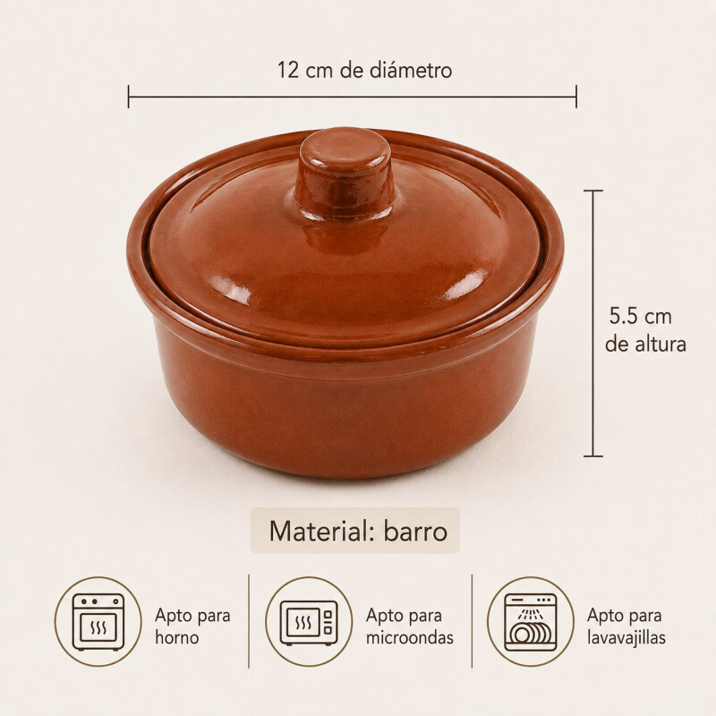 Mini Olla Cerámica sin Asas 12cm Mini Olla Cerámica sin Asas 12cm