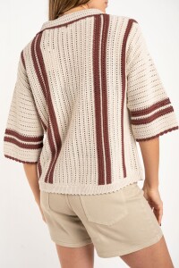 Camisa Crochet Rayada Nácar